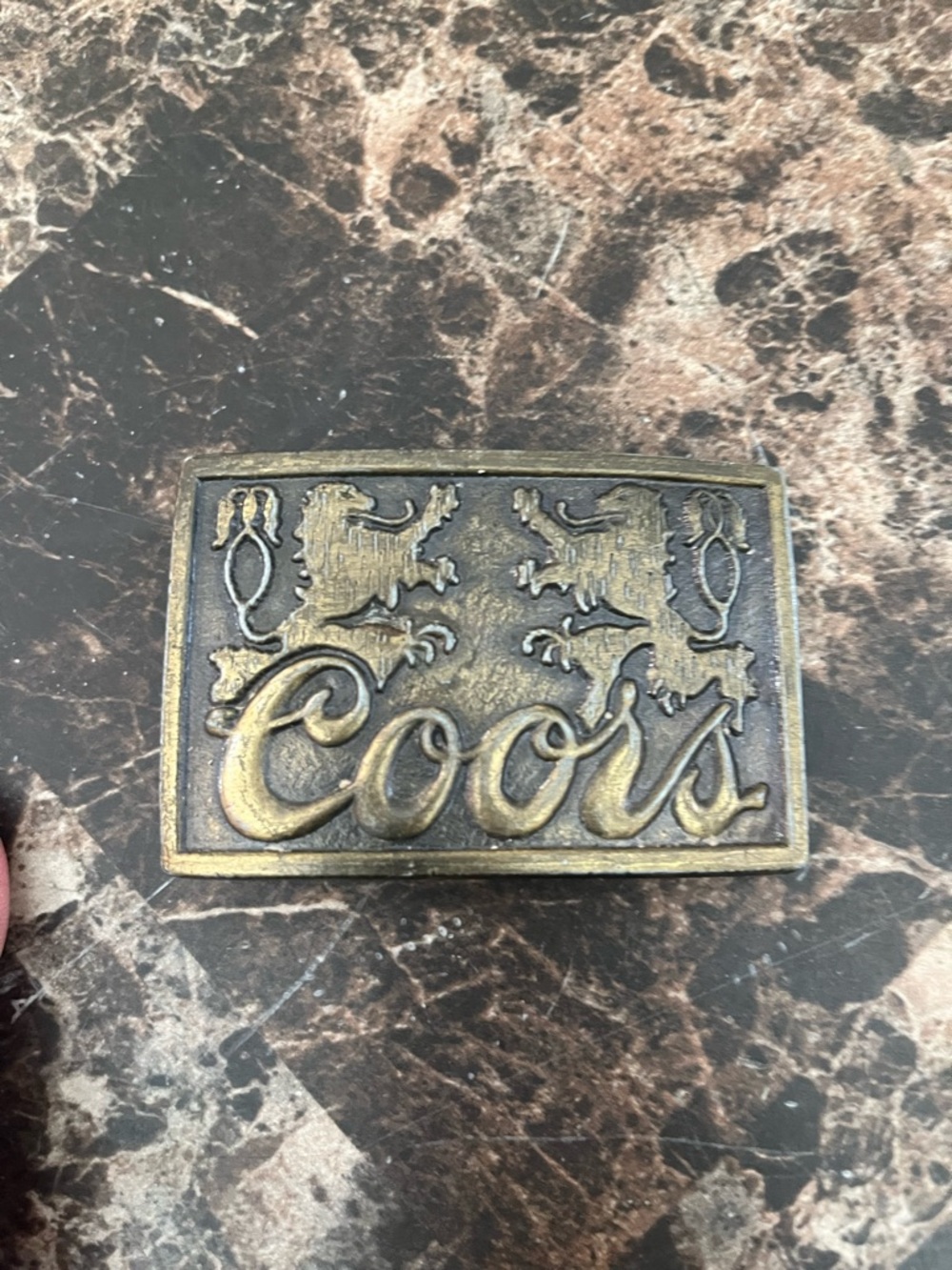 Colors vintage Brass Tone Logo Belt Buckle - Brown/Gold